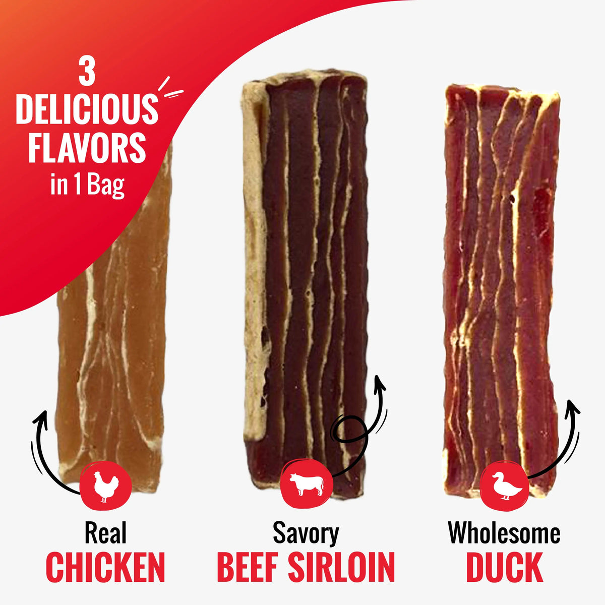 Good 'N' Tasty Protein Dog Treat Variety Pack – 4 Bag Bundle with 2 Protein Strips, Soft & Crunchy & Snap 'Ems