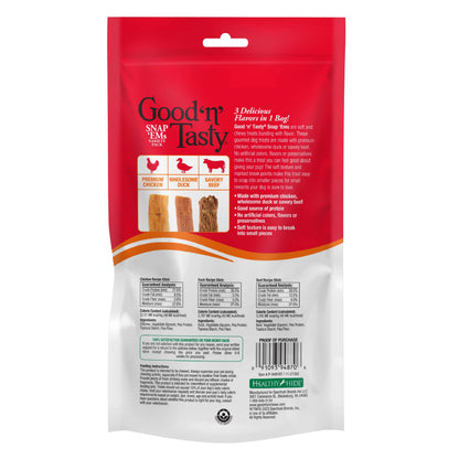 Good 'N' Tasty Protein Dog Treat Variety Pack – 4 Bag Bundle with 2 Protein Strips, Soft & Crunchy & Snap 'Ems