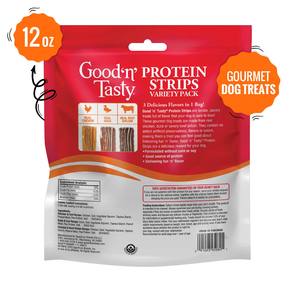 Good 'N' Tasty Protein Dog Treat Variety Pack – 4 Bag Bundle with 2 Protein Strips, Soft & Crunchy & Snap 'Ems